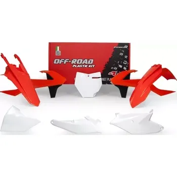 sada plastů KTM, RTECH (oranžovo-bílo-černá, 6 dílů, vč. krytů vzduchového filtru)