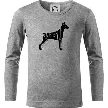 Chlapecké tričko Dobrmans - nápis v tělě - Triko dětské Long Sleeve - 122 cm/6 let ( Tmavě šedý melír )