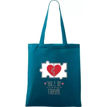 You and me forever - Taška bavlněná - 42 x 38 cm ( Petrolejová )
