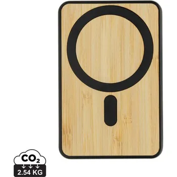 Powerbanka Magnetická powerbanka Zen 5000mAh 5W z RCS plastu a bambusu - Černá, Firemní dárkové předměty s vlastním potiskem