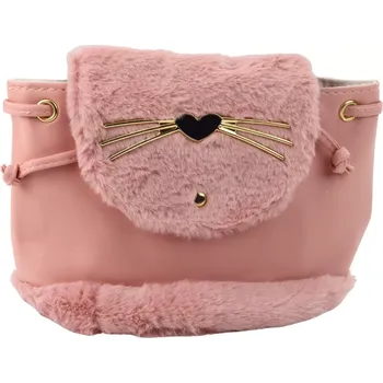 Dětský batoh růžový dětský plyšový batůžek s oušky, nastavitelný popruh, 22 cm, 4 l