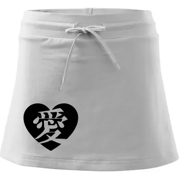 Dámská sukně Láska japonština čínština - Sportovní sukně - two in one - L ( Bílá )