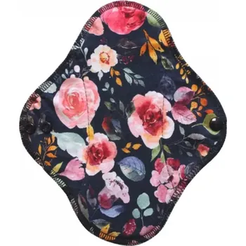 Menstruační vložka Breberky BIO látková denní vložka, froté s PUL - Malované pivoňky na černé