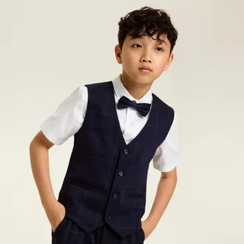 Chlapecká bunda Reserved - Elegantní kostkovaná vesta - tmavomodrá - 840ET-59X - 840ET-59X-116