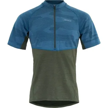 Pánská móda Pánské cyklistické triko Devold STANDAL MERINO TEE ZIP NECK XL Modrá, Khaki, Černá