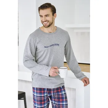 Pánská móda Pyžamo Taro Franco 3478 délka/r S-XL Z25/26 pánské melanžově šedá M