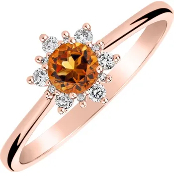 Prsten Prsten s diamanty a citrínem madeira Glowing Starlet