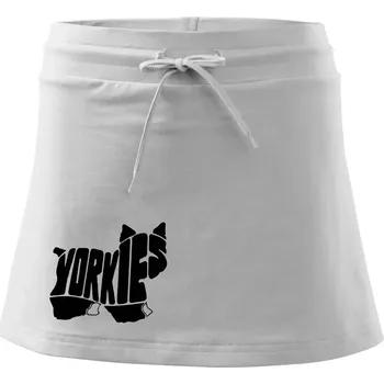 Dámská sukně Jorkšírský teriér - Yorkie - Nápis v těle - Sportovní sukně - two in one - S ( Bílá )