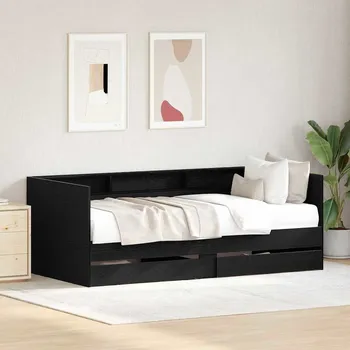 Postel vidaXL Daybed s čelo Černý dub 100 x 200 cm kompozitní dřevo [3333986]