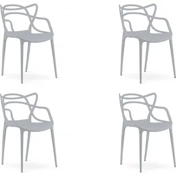 Jídelní židle Sada 4 ks plastových židlí KATO světle šedých