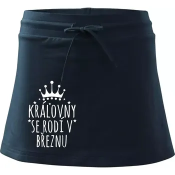 Dámská sukně Královny se rodí v březnu - Sportovní sukně - two in one - XL ( Námořní modrá (velmi tmavá - téměř černá) )