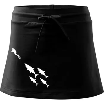 Dámská sukně Potápěč žraloci - Sportovní sukně - two in one - L ( Černá )