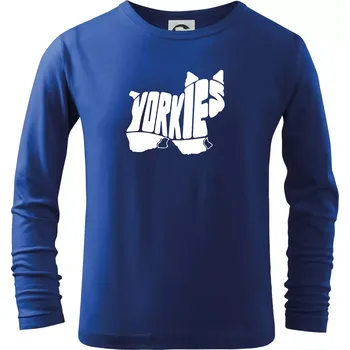 Chlapecké tričko Jorkšírský teriér - Yorkie - Nápis v těle - Triko dětské Long Sleeve - 122 cm/6 let ( Královská modrá )