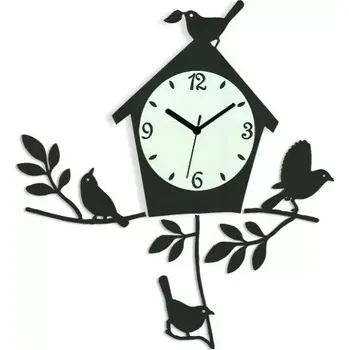 Hodiny Nástěnné hodiny Birds černé