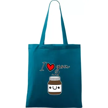 I love you and nugget - Taška bavlněná - 42 x 38 cm ( Petrolejová )