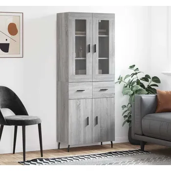 Příborník do zásuvky vidaXL Skříň highboard 69,5 x 34 x 180 cm kompozitní dřevo [3198545] Barva: šedá sonoma