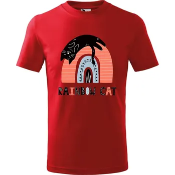 Chlapecké tričko Dětské tričko s potiskem Rainbow cat Velikost: 158/12 let, Barva trička: Červená
