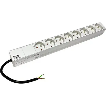 vypínač a zásuvka Bachmann 19'' napájecí panel 1U, 8 × zásuvka CZ, 0,2 m bez koncovky, šedý