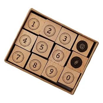 Dětské razítko Dřevěná razítka s čísly a symboly 12 ks Sada razítek s gumovým povrchem Výtvarné tvoření Dekorace deníků Scrapbooking 70 x 90 x 30 mm