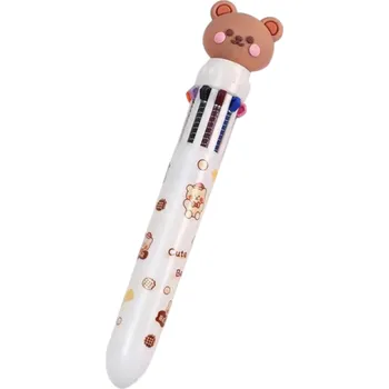 Kuličkové pero 10 barev Roztomilý medvídek Vícebarevné pero 15 x 3 x 2 cm Studentské kreslené pero Kancelářské a školní potřeby