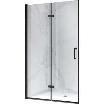 Sprchové dveře BPS-koupelny Zalamovací otočné sprchové dveře HYD-SD-21F 120 černá/transparent pro instalaci do niky - bez vaničky