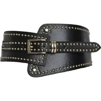 Opasek Dámský široký korzetový pásek s cvočky Alexis Černý