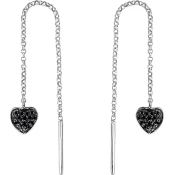 Náušnice Náušnice s černými diamanty Amazing Heart