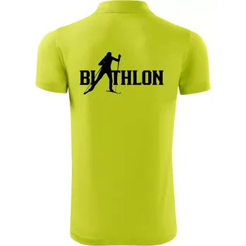 Pánská košile Biathlon nápis - Polokošile Victory sportovní (dresovina) - M ( Limetková )
