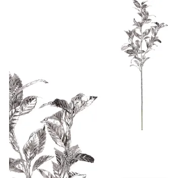 Čajovník - umělá větev s lístky, barva stříbrná - NL0221 SIL