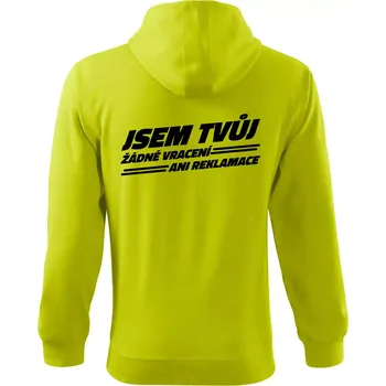 Pánská mikina Jsem tvůj žádné vracení - Mikina s kapucí na zip trendy zipper - XL ( Limetková )