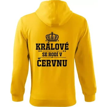 Pánská mikina Králové se rodí v červnu - Mikina s kapucí na zip trendy zipper - S ( Žlutá )