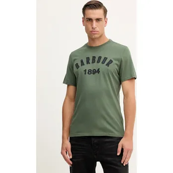 Pánské tričko Bavlněné tričko Barbour HOLLINS pánské, zelená barva, s aplikací, MTS1472 07X, vel. XL