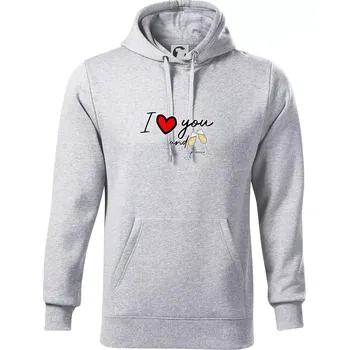 Pánská mikina I love you and prosecco - Mikina pánská Cape s kapucí - 4XL ( Světlešedý Melír )