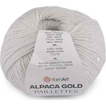 Příze YarnArt - Alpaca Gold s flitry 50 g (1 ks) šedá nejsvětlejší