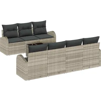 Zahradní sestava vidaXL Sada zahradních pohovek 8 pcs Světlá šedá a tmavá šedá [3354621]