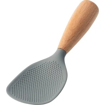 Silikonová rýžová lžíce do kuchyně 21 x 7,5 cm Nepřilnavá vařečka Odolná proti teplu Kuchyňské náčiní s protiskluzovou rukojetí šedá