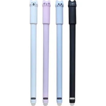 Gelové pero s kočičím motivem 4 ks 0,5 mm Magický černý inkoust Mazací náplň Omyvatelná rukojeť Kreativní psací potřeby pro školu