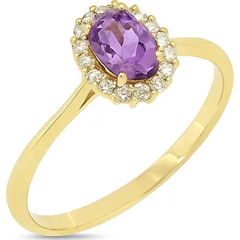 Prsten Lillian Vassago Zlatý prsten s ametystem a zirkony LLV31-GR011YA Velikost prstenu: 56