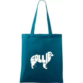 Border kolie písmo v těle - Taška bavlněná - 42 x 38 cm ( Petrolejová )