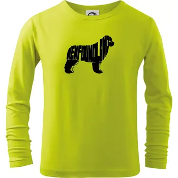 Dětská móda Novofundlandský pes - nápis v tělě - Triko dětské Long Sleeve - 146 cm/10 let ( Limetková )