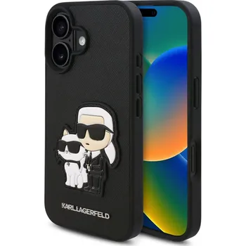 Pouzdro na mobilní telefon Karl Lagerfeld PU Saffiano Karl and Choupette pro iPhone 16 černý