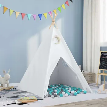 Hra na zahradu vidaXL Teepee stan Bílá 120 x 120 x 150 cm Textil a Plast [3385871]