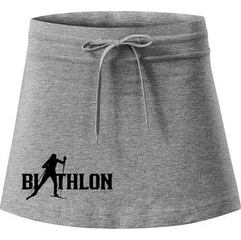 Dámská sukně Biathlon nápis - Sportovní sukně - two in one - L ( Tmavě šedý melír )