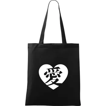 Láska japonština čínština - Taška bavlněná - 42 x 38 cm ( Černá )