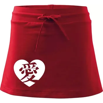 Dámská sukně Láska japonština čínština - Sportovní sukně - two in one - M ( Červená )