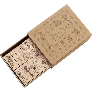 Dětské razítko Sada 12 dřevěných razítek s gumovým motivem panenek a doplňků Kreativní razítka pro děti i dospělé Výroba přáníček Scrapbooking