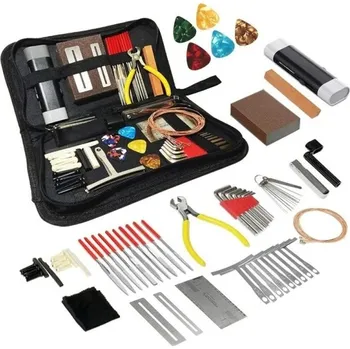 Klasická kytara Sada 72 nástrojů na opravu kytar s přepravní taškou Profesionální servisní sada Ladička, pin puller, šroubováky, pravítka, klíče