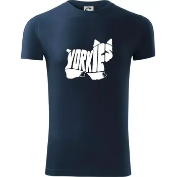 Jorkšírský teriér - Yorkie - Nápis v těle - Viper FIT - Pánské zůžené tričko - XL ( Námořní modrá (velmi tmavá - téměř černá) )