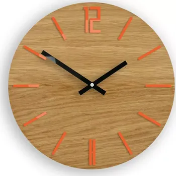 Hodiny Nástěnné hodiny Carlo Wood hnědo-oranžové