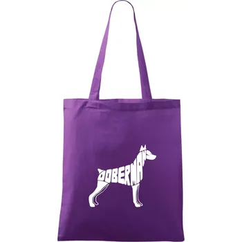 Dobrmans - nápis v tělě - Taška bavlněná - 42 x 38 cm ( Fialová )